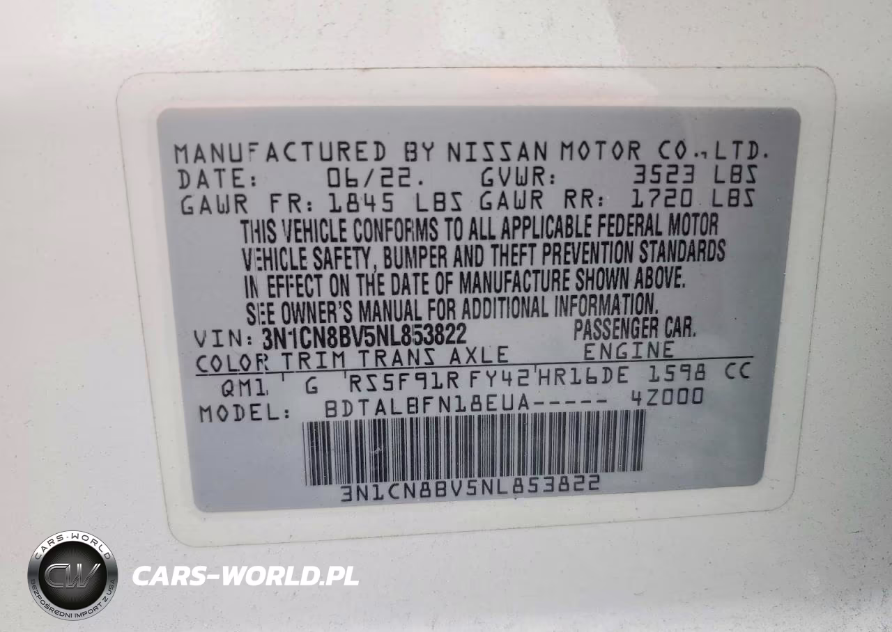 2022 Nissan Versa S VIN:3N1CN8BV5NL853822 - 13