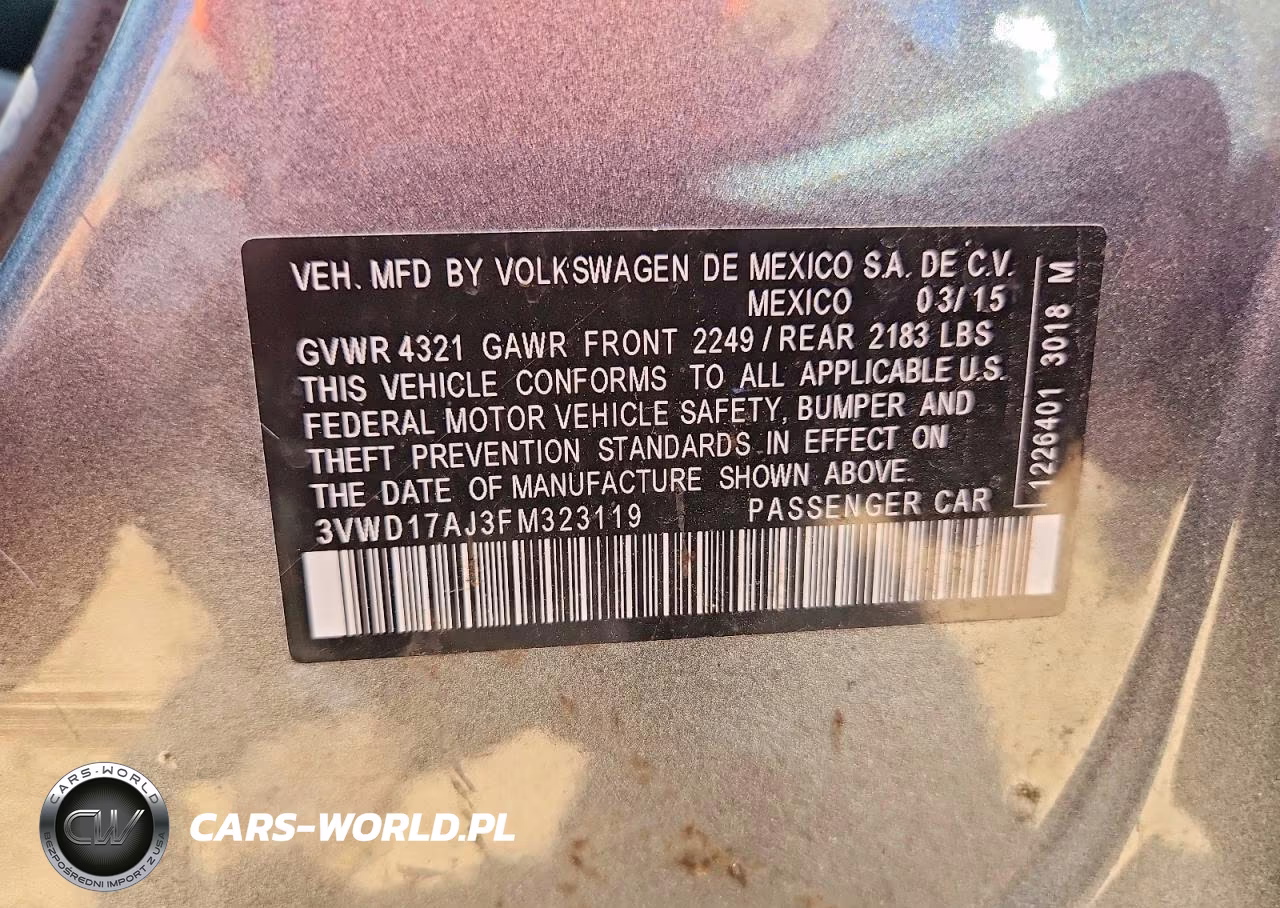 2015 Volkswagen Jetta Se VIN:3VWD17AJ3FM323119 - 12