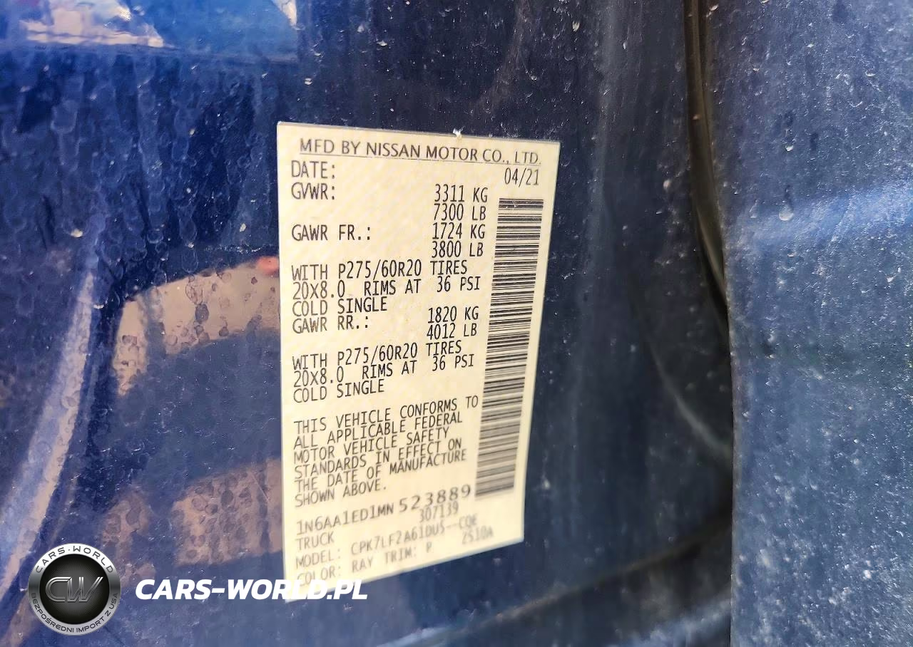 2021 Nissan Titan Platinum Reserve VIN:1N6AA1ED1MN523889 - 12