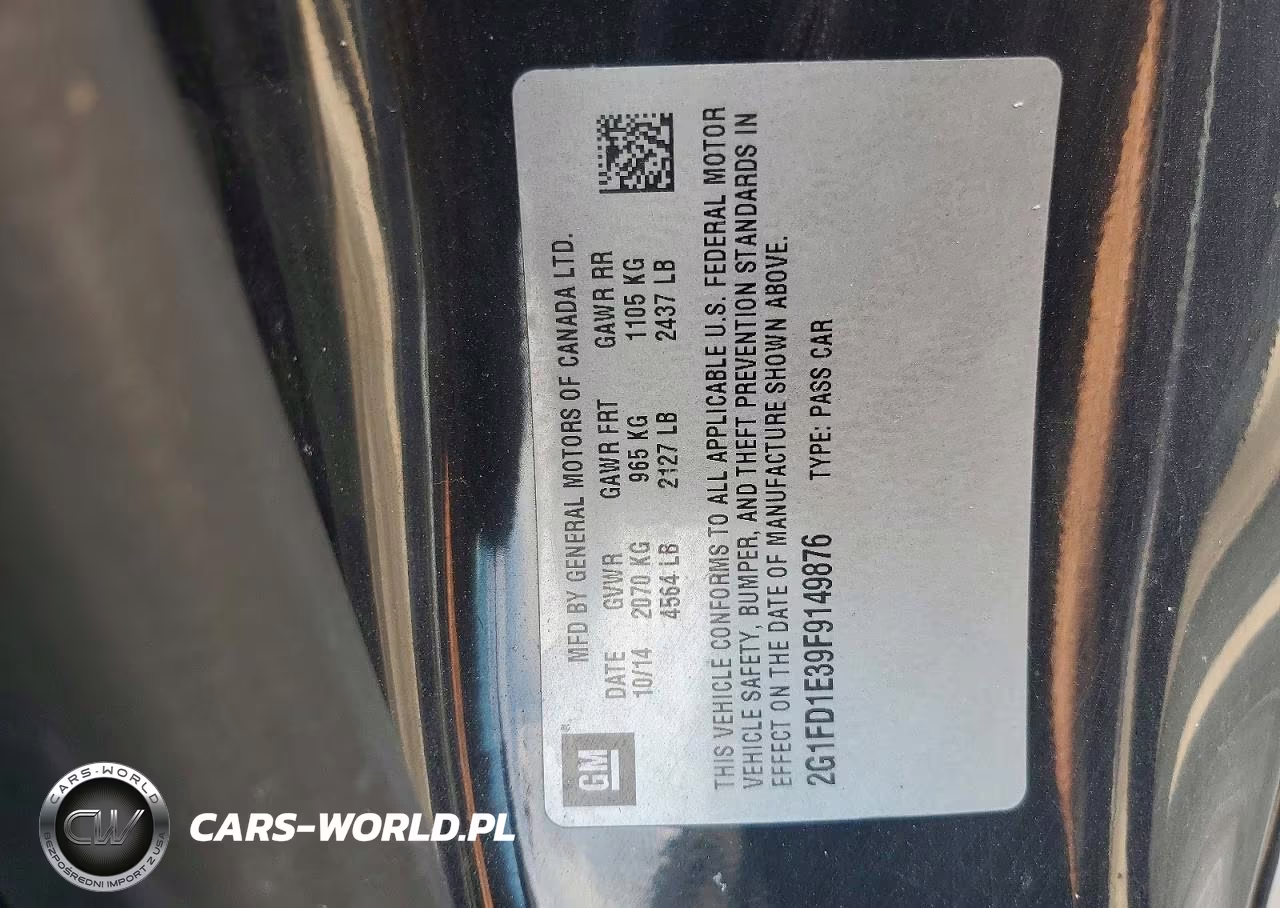 2015 Chevrolet Camaro Lt VIN:2G1FD1E39F9149876 - 12