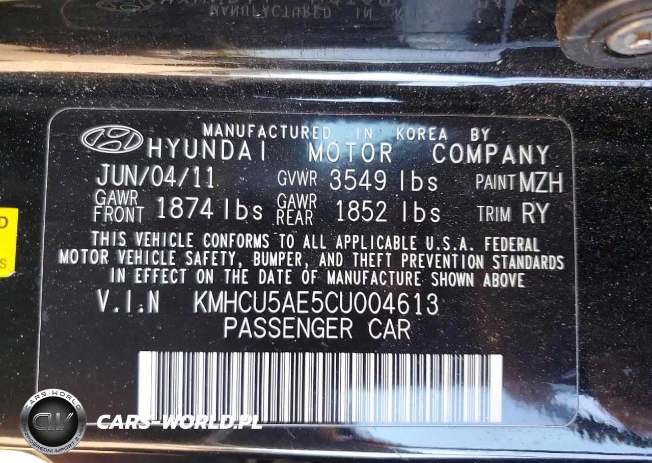 2012 Hyundai Accent Se VIN:KMHCU5AE5CU004613 - 12