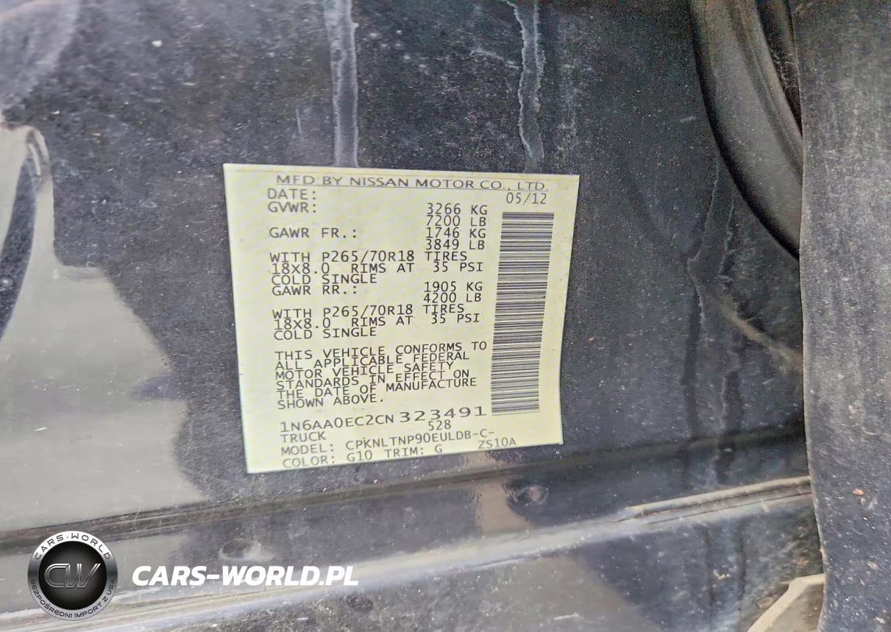 2012 Nissan Titan Sv VIN:1N6AA0EC2CN323491 - 12