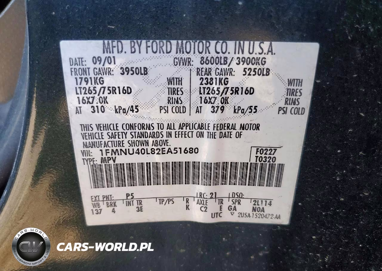 2002 Ford Excursion Xlt VIN:1FMNU40L82EA51680 - 13