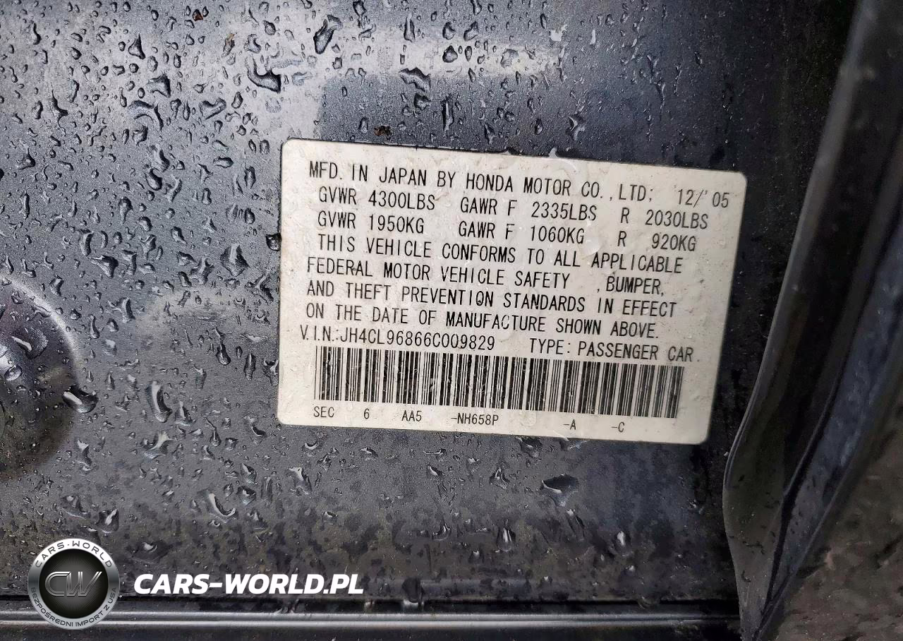 2006 Acura Tsx VIN:JH4CL96866C009829 - 12