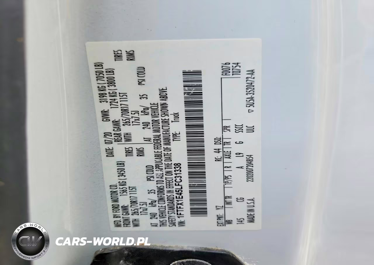 2020 Ford F150 Super Cab VIN:1FTFX1E45LFC31338 - 12
