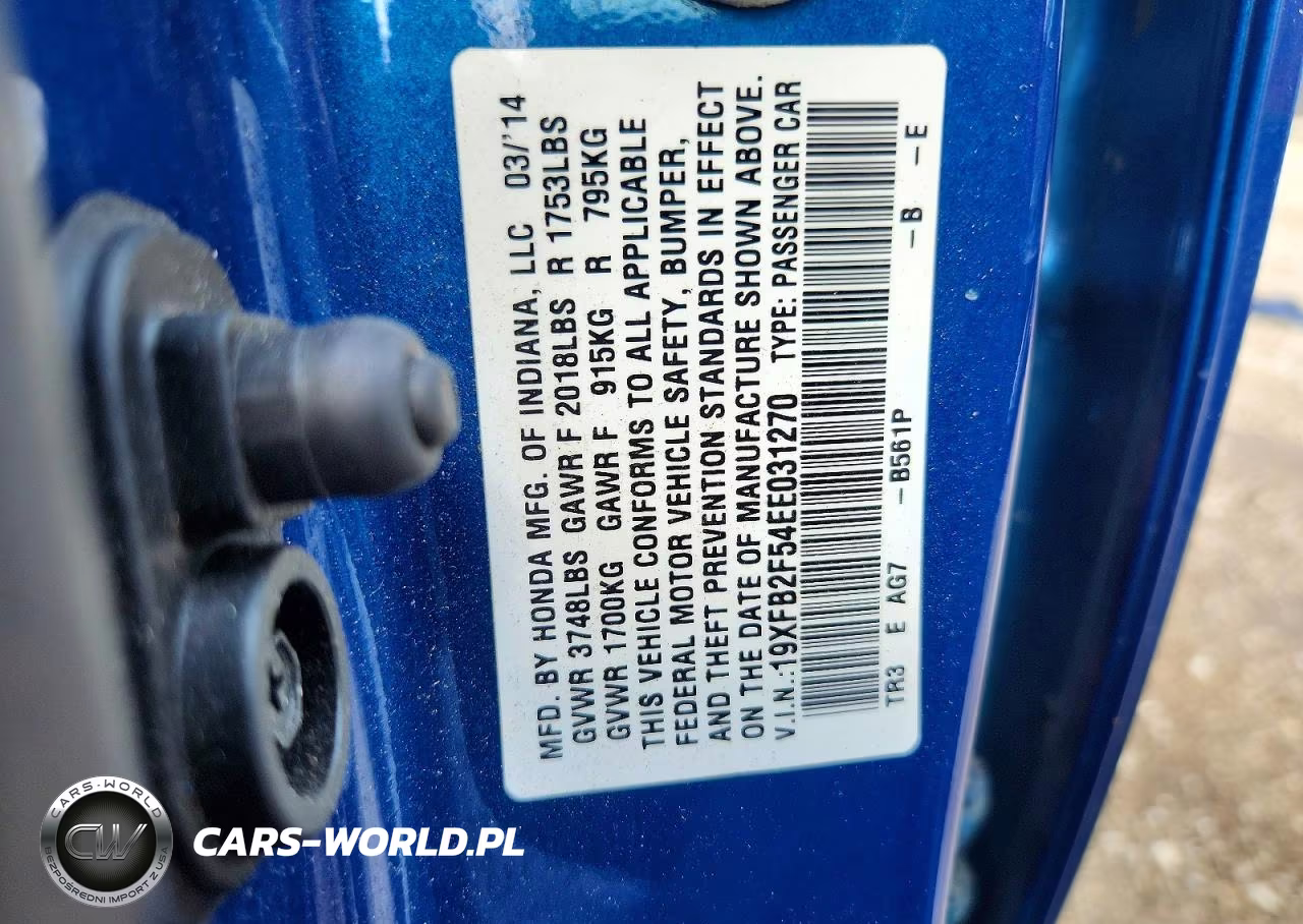 2014 Honda Civic Lx VIN:19XFB2F54EE031270 - 12