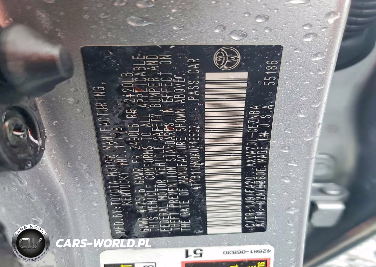 2019 Toyota Camry Le VIN:4T1B11HK0KU716602 - 12