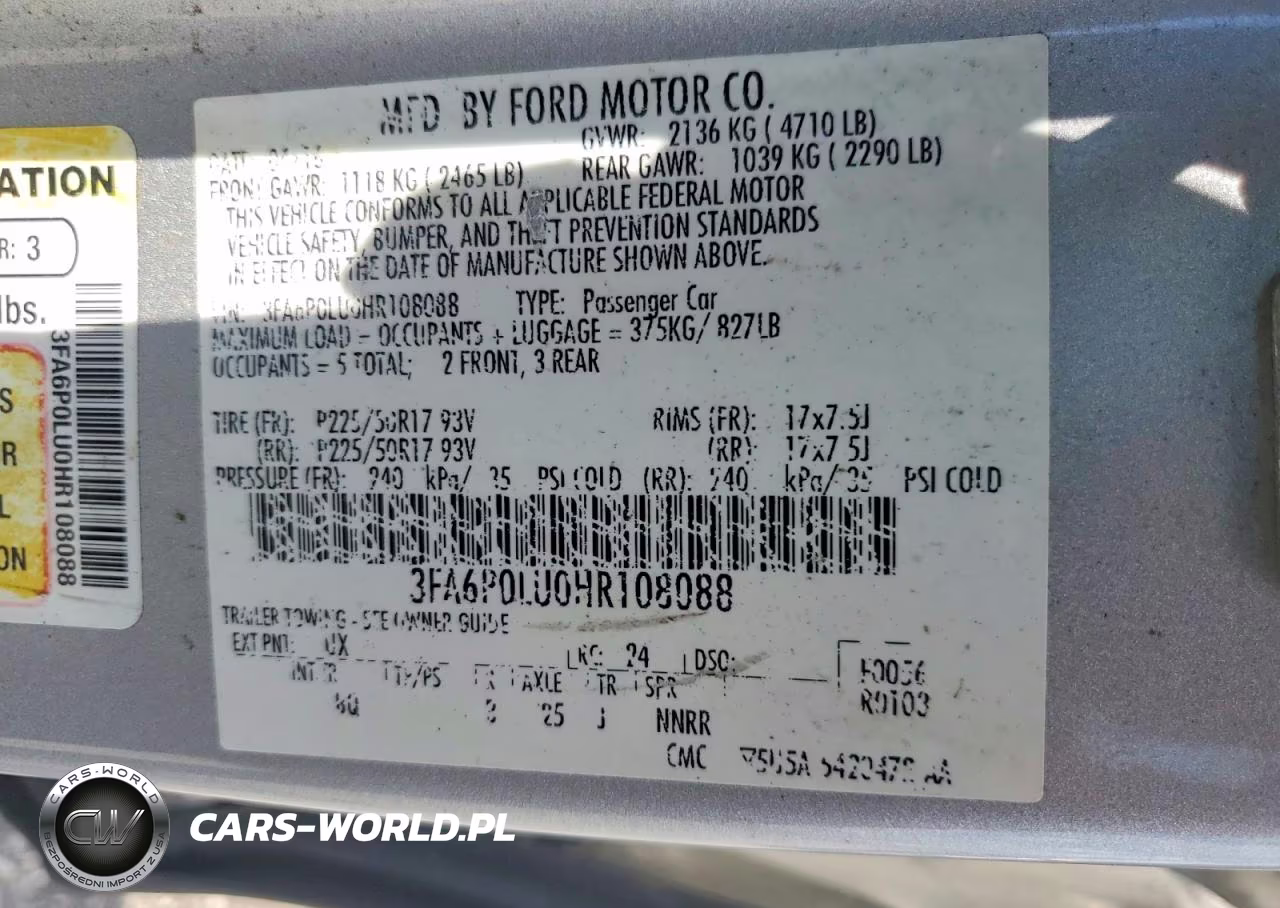 2017 Ford Fusion Se Hybrid VIN:3FA6P0LU0HR108088 - 12