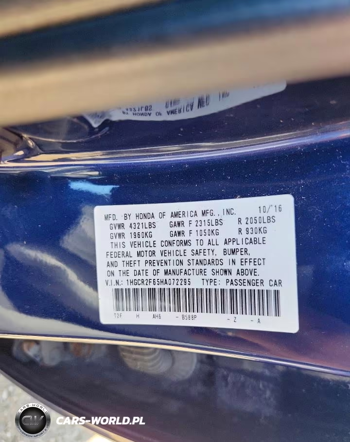 2017 Honda Accord Sport VIN:1HGCR2F65HA072295 - 12