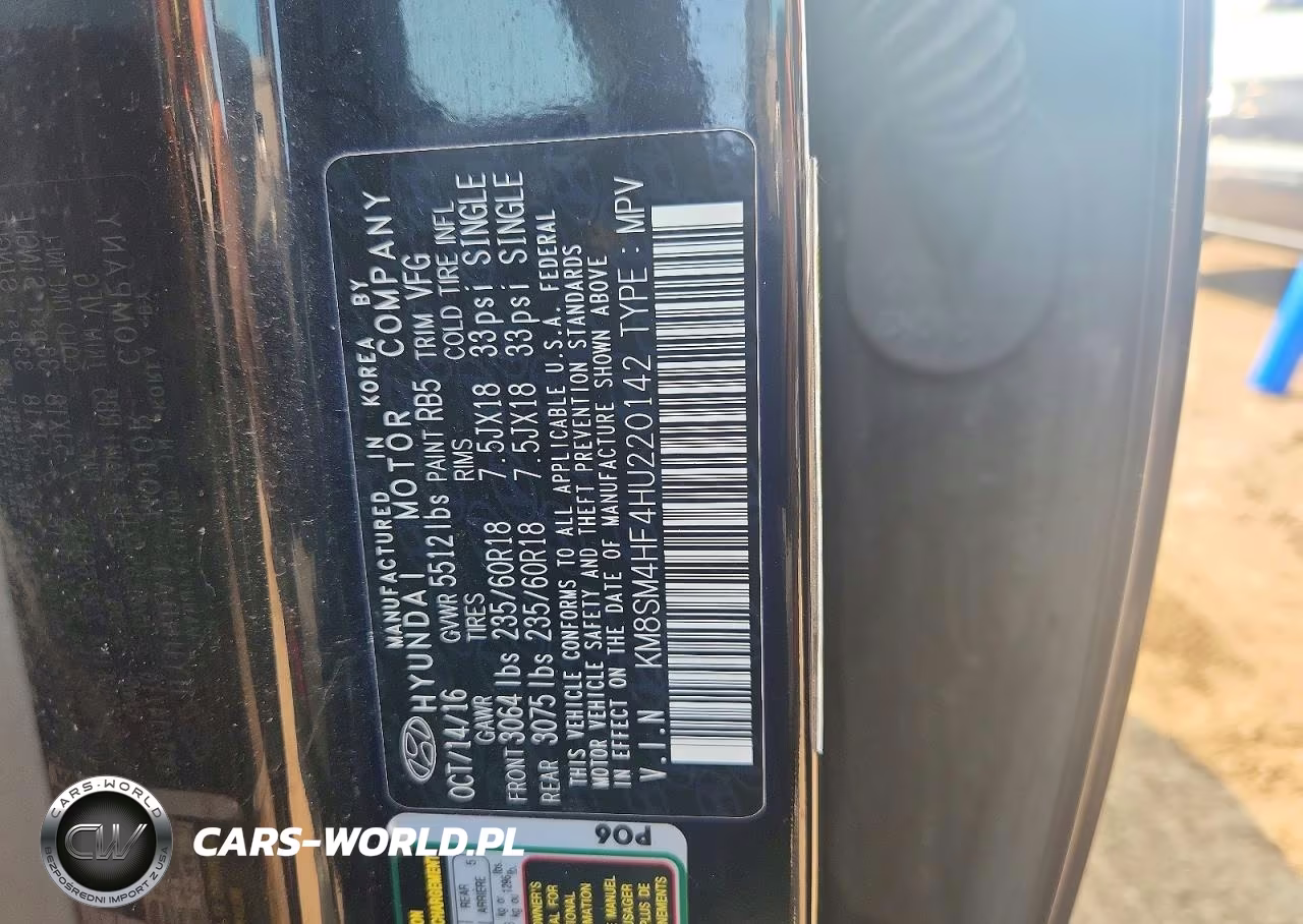 2017 Hyundai Santa Fe Se VIN:KM8SM4HF4HU220142 - 12