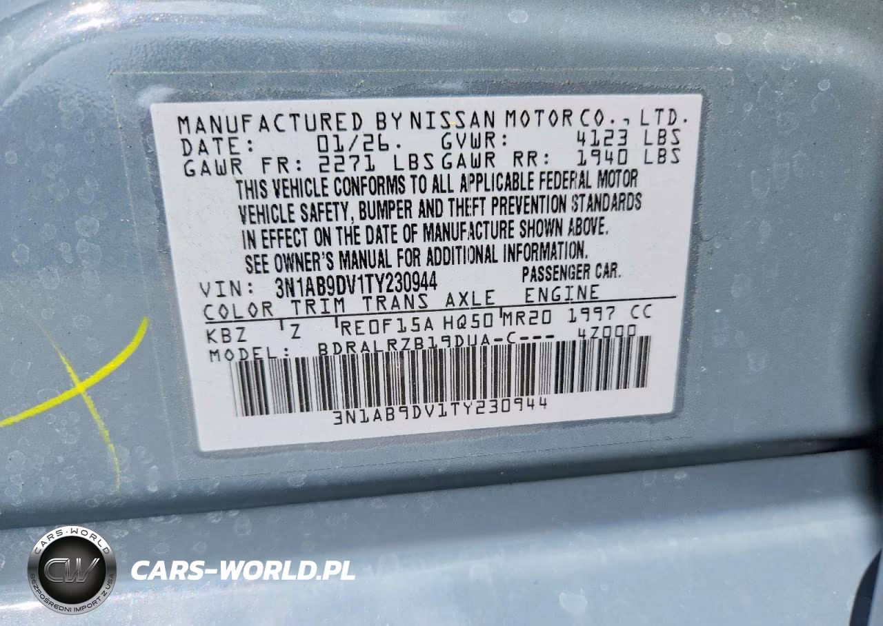 2026 Nissan Sentra Sr VIN:3N1AB9DV1TY230944 - 12
