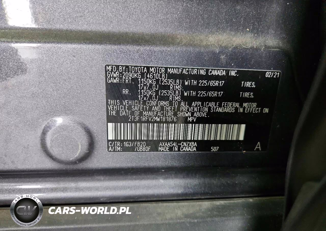 2021 Toyota Rav4 Le VIN:2T3F1RFV2MW181876 - 14