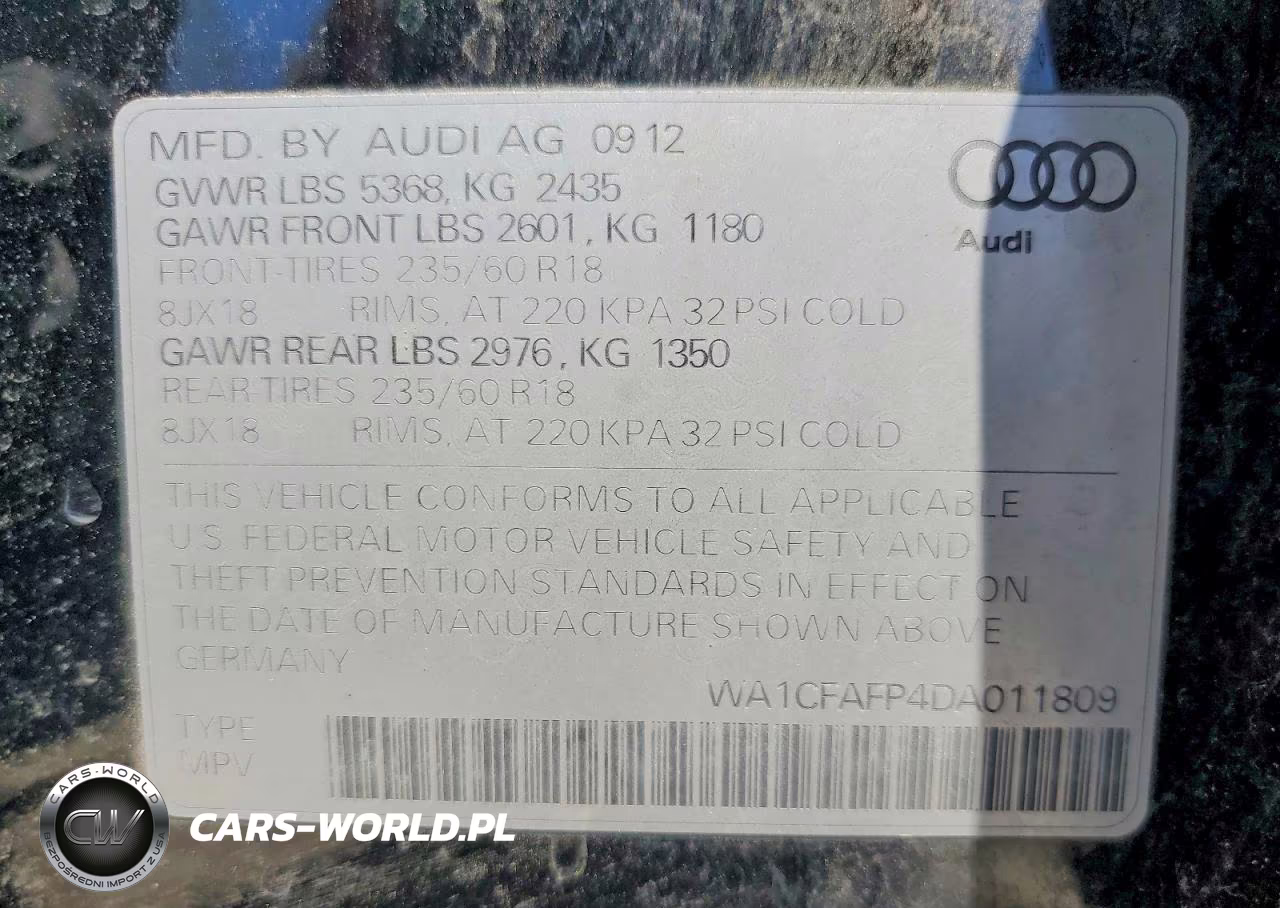 2013 Audi Q5 Premium VIN:WA1CFAFP4DA011809 - 13