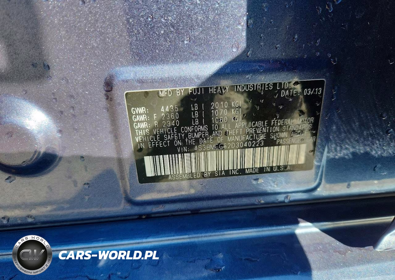 2013 Subaru Legacy 2.5I Premium VIN:4S3BMCG62D3040223 - 12