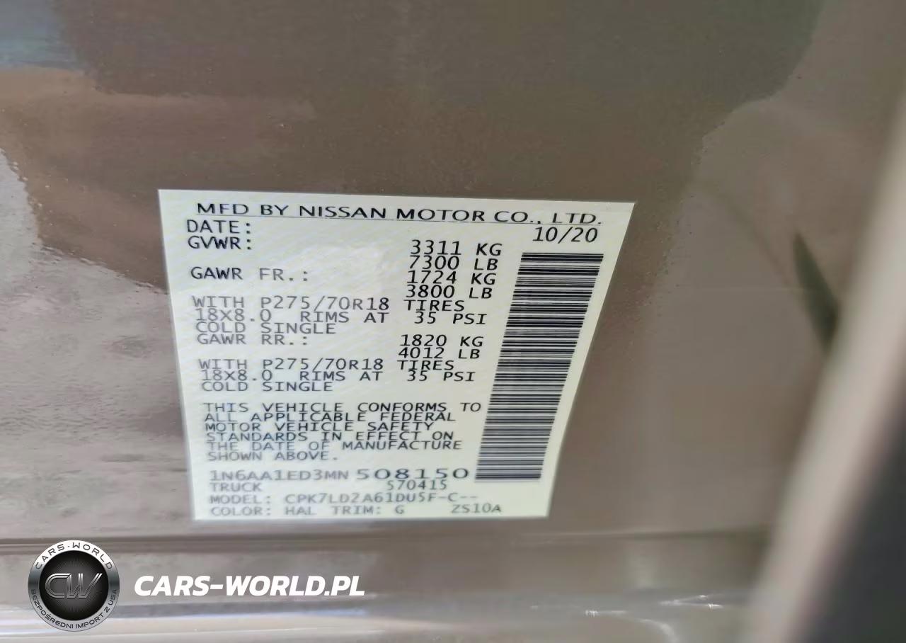2021 Nissan Titan Pro-4X VIN:1N6AA1ED3MN508150 - 12