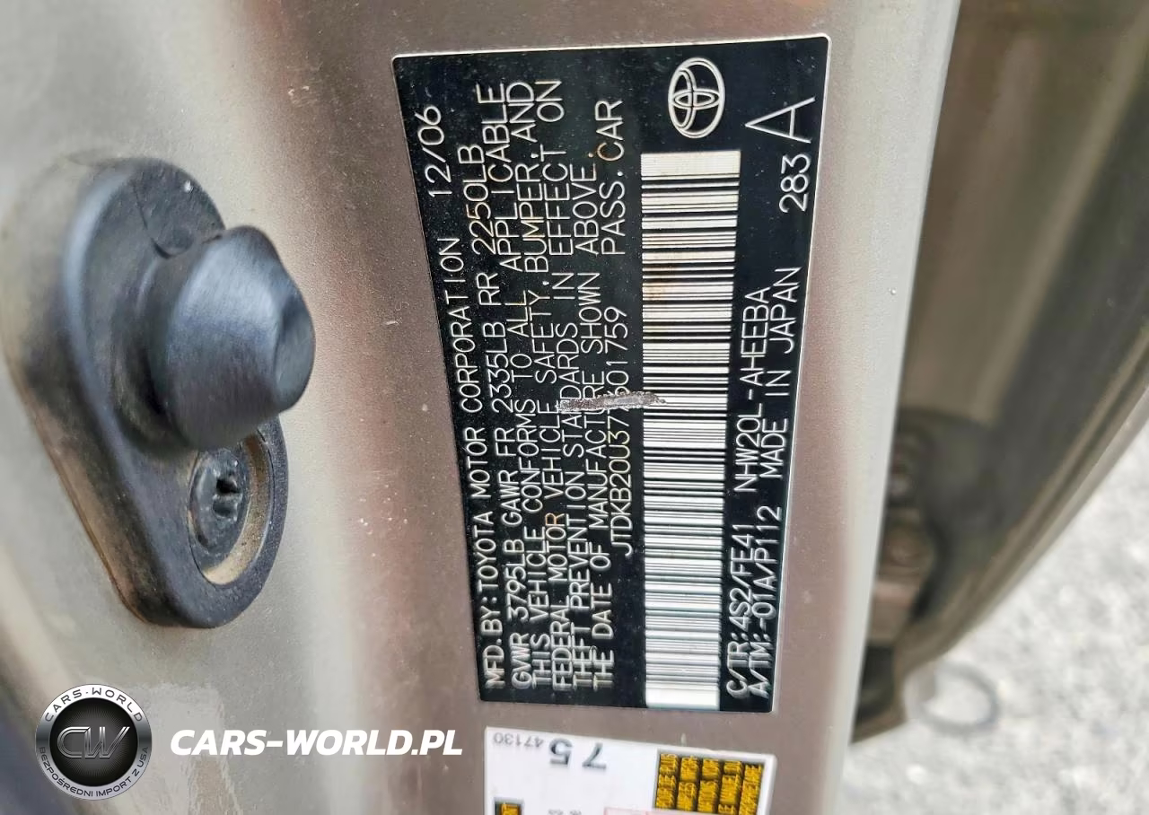 2007 Toyota Prius Base VIN:JTDKB20U377601759 - 12