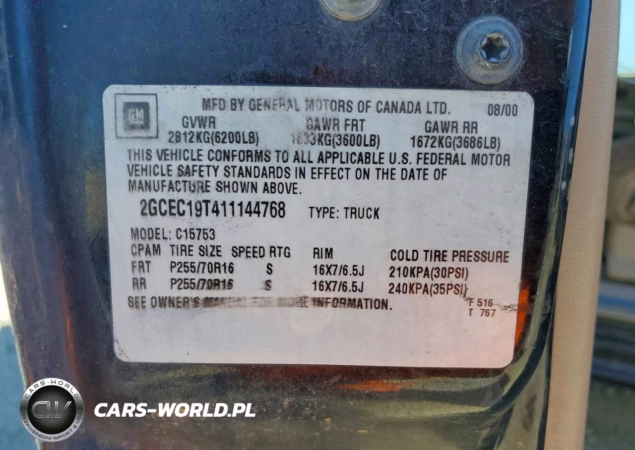 2001 Chevrolet Silverado C1500 VIN:2GCEC19T411144768 - 12