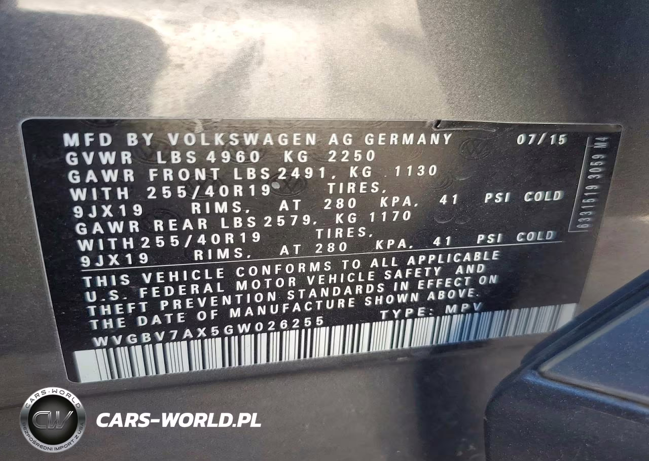 2016 Volkswagen Tiguan S VIN:WVGBV7AX5GW026255 - 13