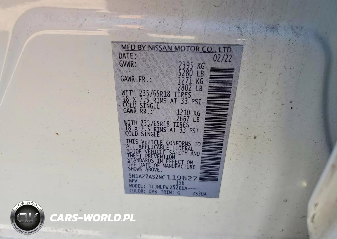 2022 Nissan Murano S VIN:5N1AZ2AS2NC119627 - 13