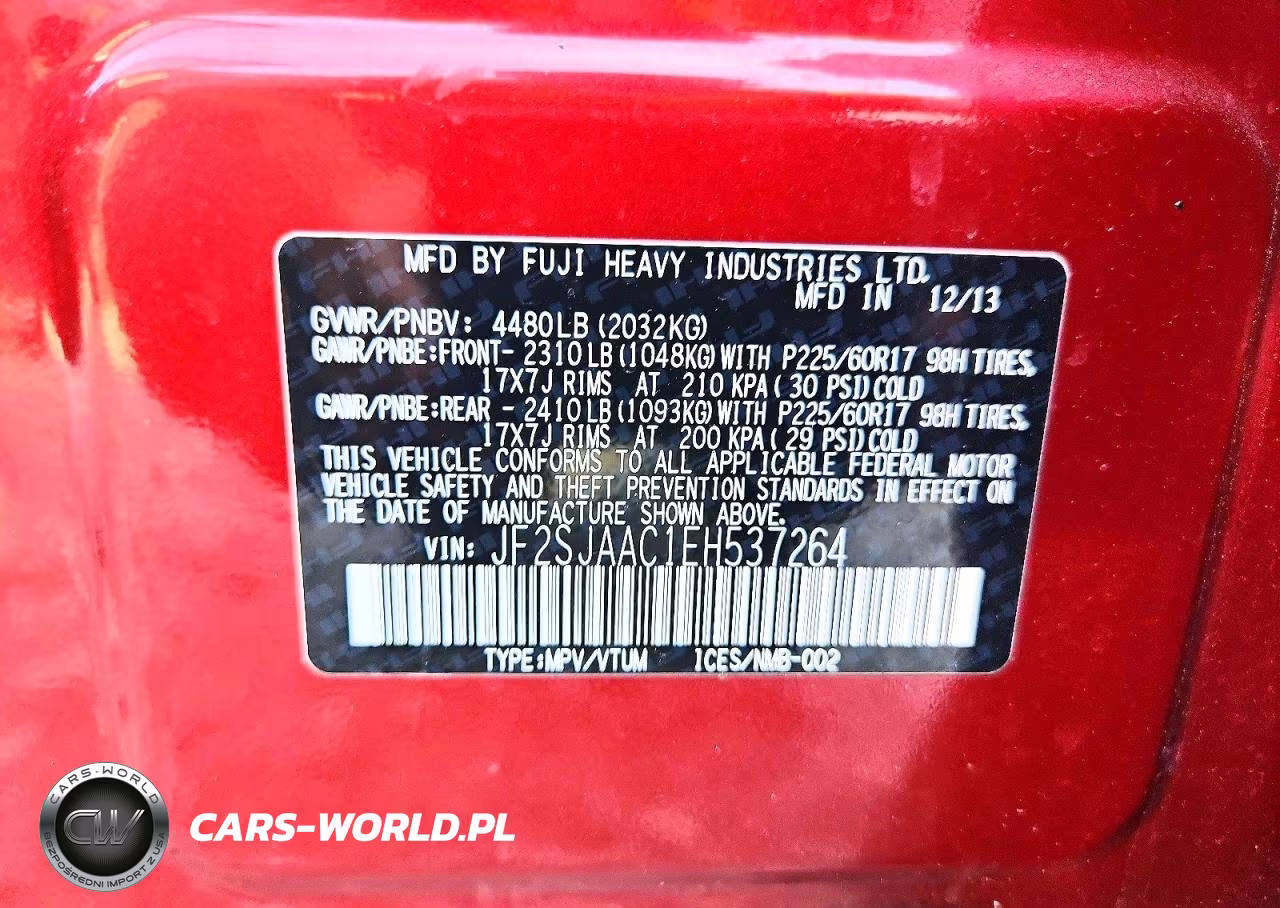 2014 Subaru Forester 2.5I VIN:JF2SJAAC1EH537264 - 13