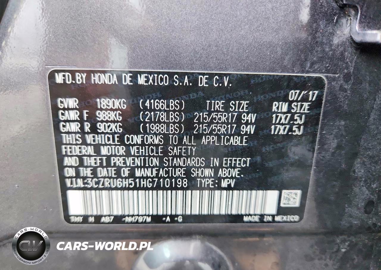 2017 Honda Hr-V Ex VIN:3CZRU6H51HG710198 - 12
