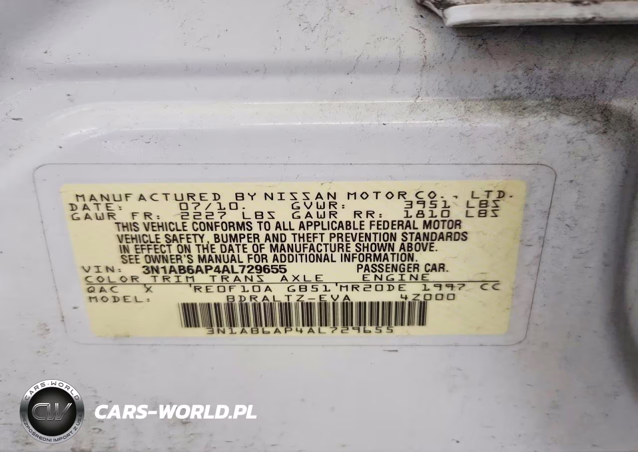 2010 Nissan Sentra 2.0 VIN:3N1AB6AP4AL729655 - 12