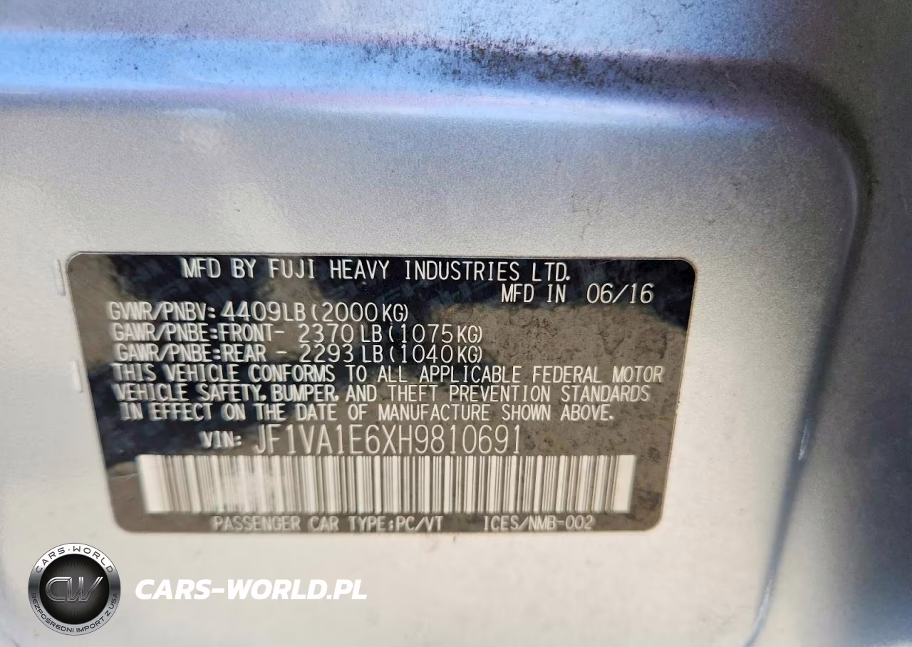 2017 Subaru Wrx Premium VIN:JF1VA1E6XH9810691 - 12