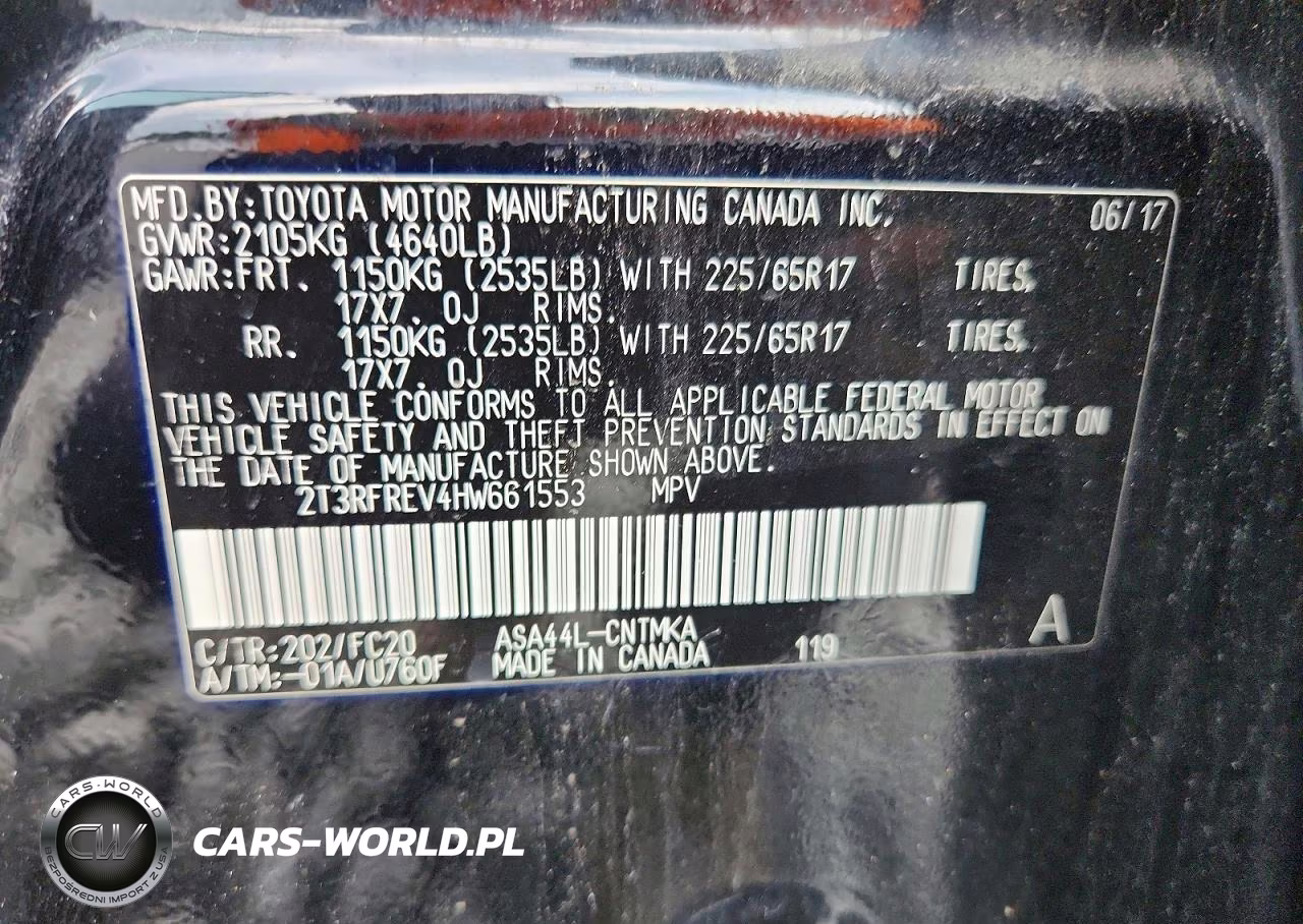 2017 Toyota Rav4 Xle VIN:2T3RFREV4HW661553 - 13
