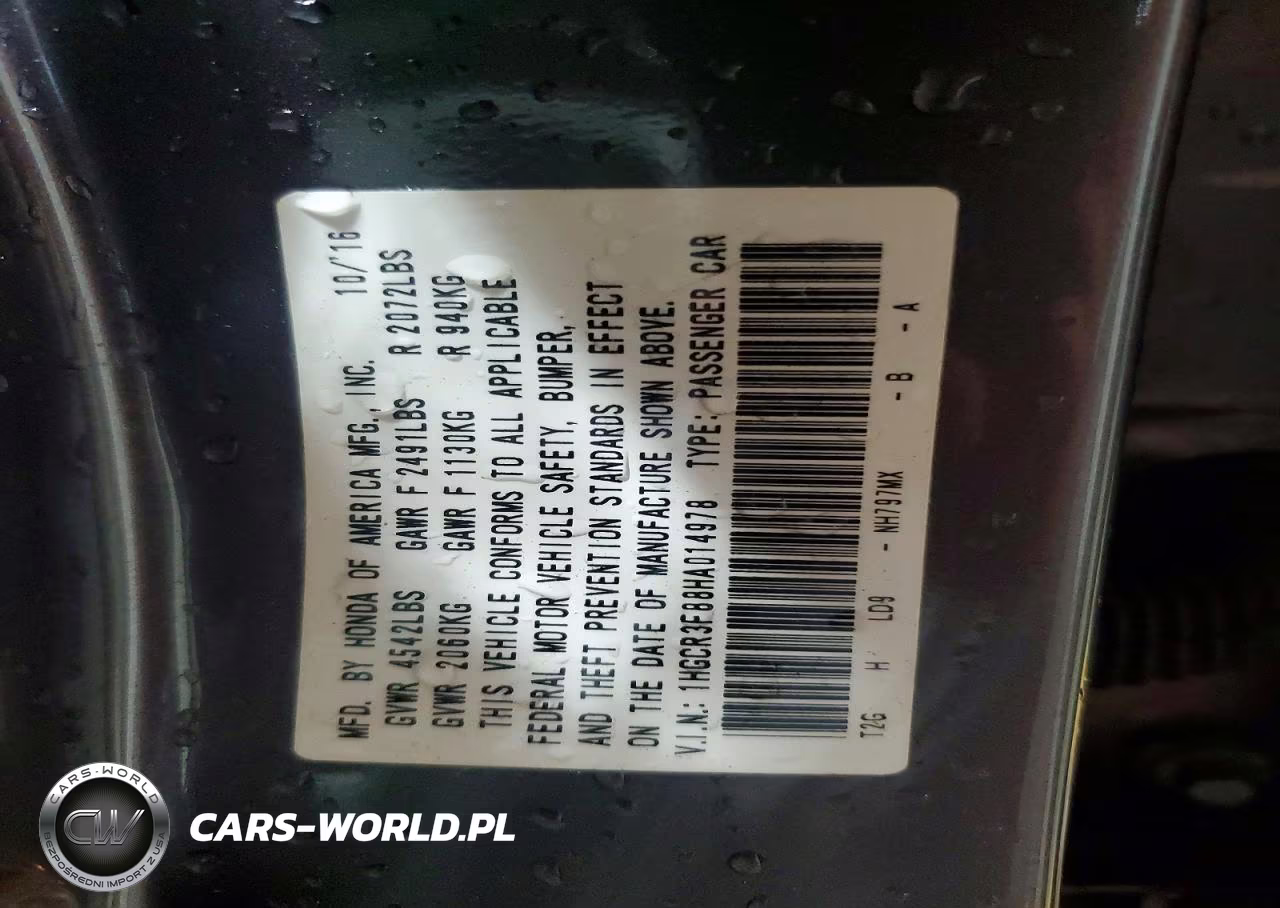 2017 Honda Accord Exl VIN:1HGCR3F88HA014978 - 12