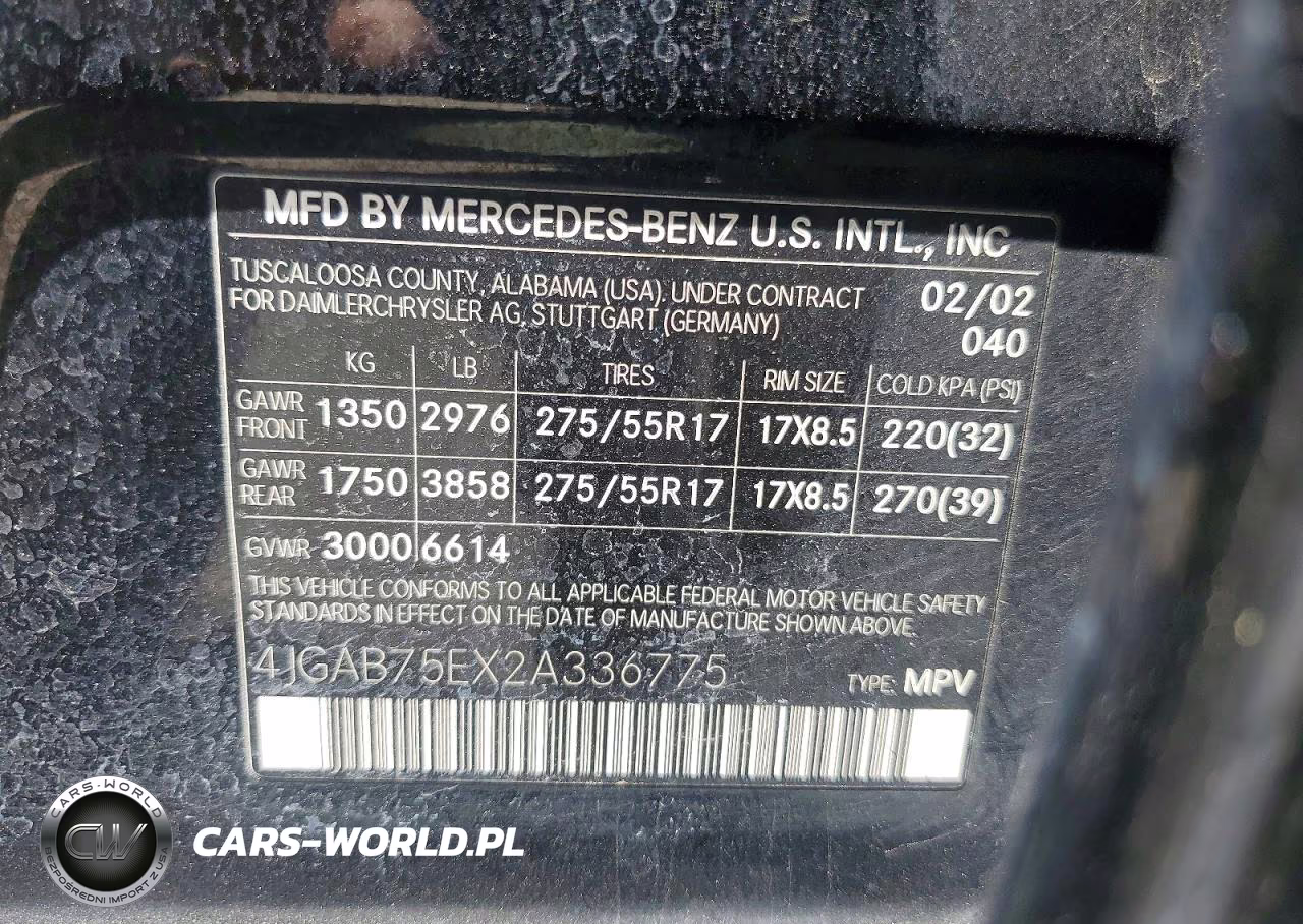 2002 Mercedes-Benz Ml 500 VIN:4JGAB75EX2A336775 - 13