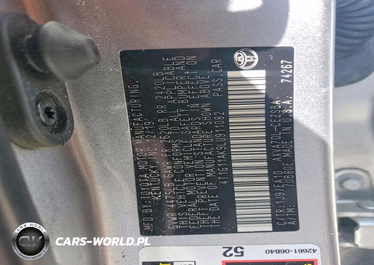 2020 Toyota Camry Se VIN:4T1G11AK9LU911082 - 12