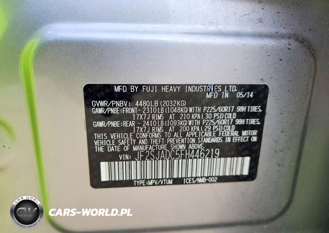 2015 Subaru Forester 2.5I Premium VIN:JF2SJADC5FH446219 - 14