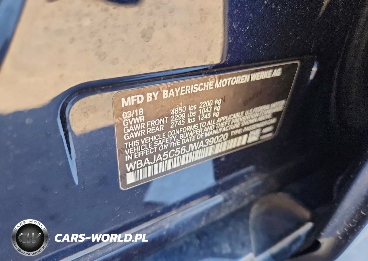 2018 BMW 530 I VIN:WBAJA5C56JWA39020 - 12