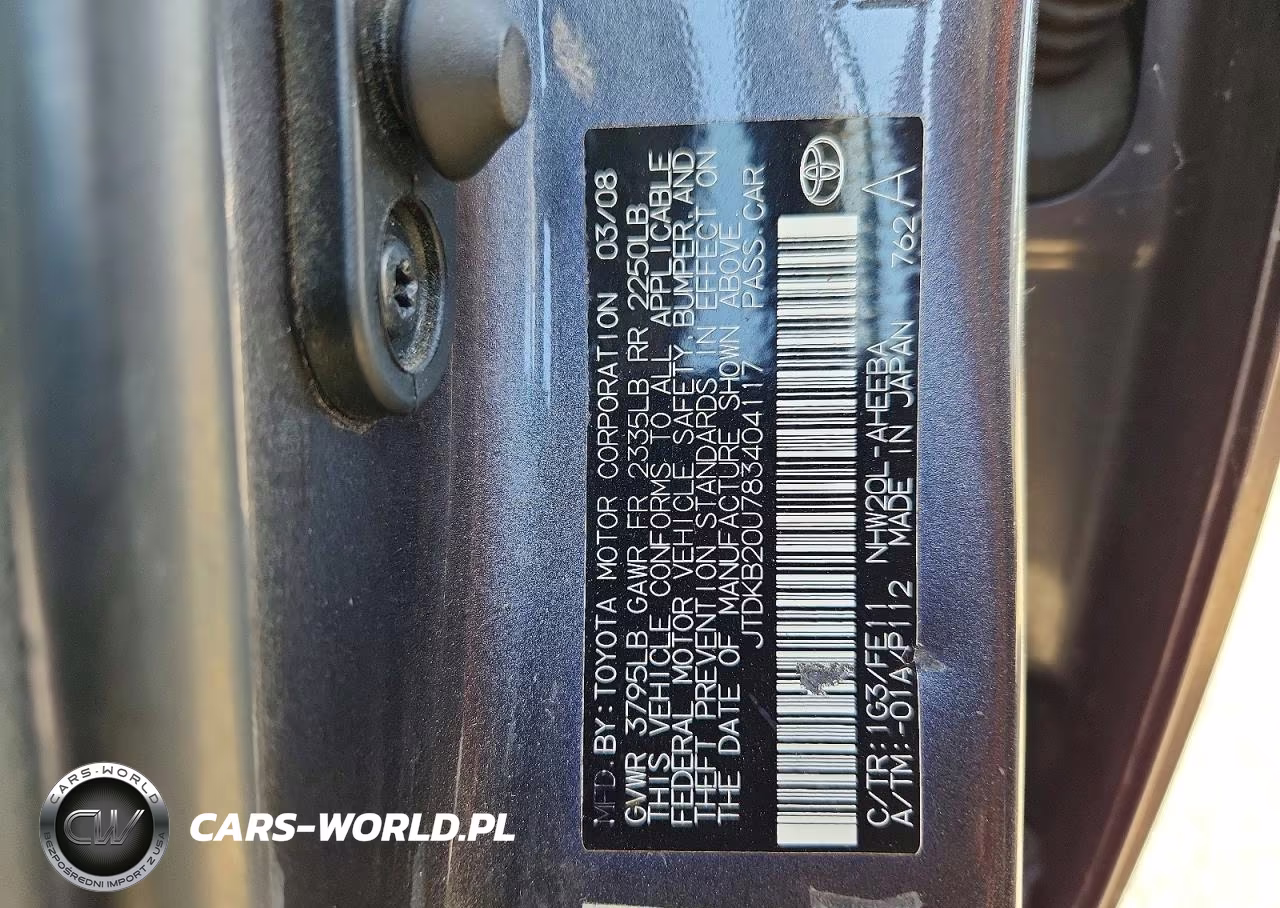 2008 Toyota Prius Base VIN:JTDKB20U783404117 - 12