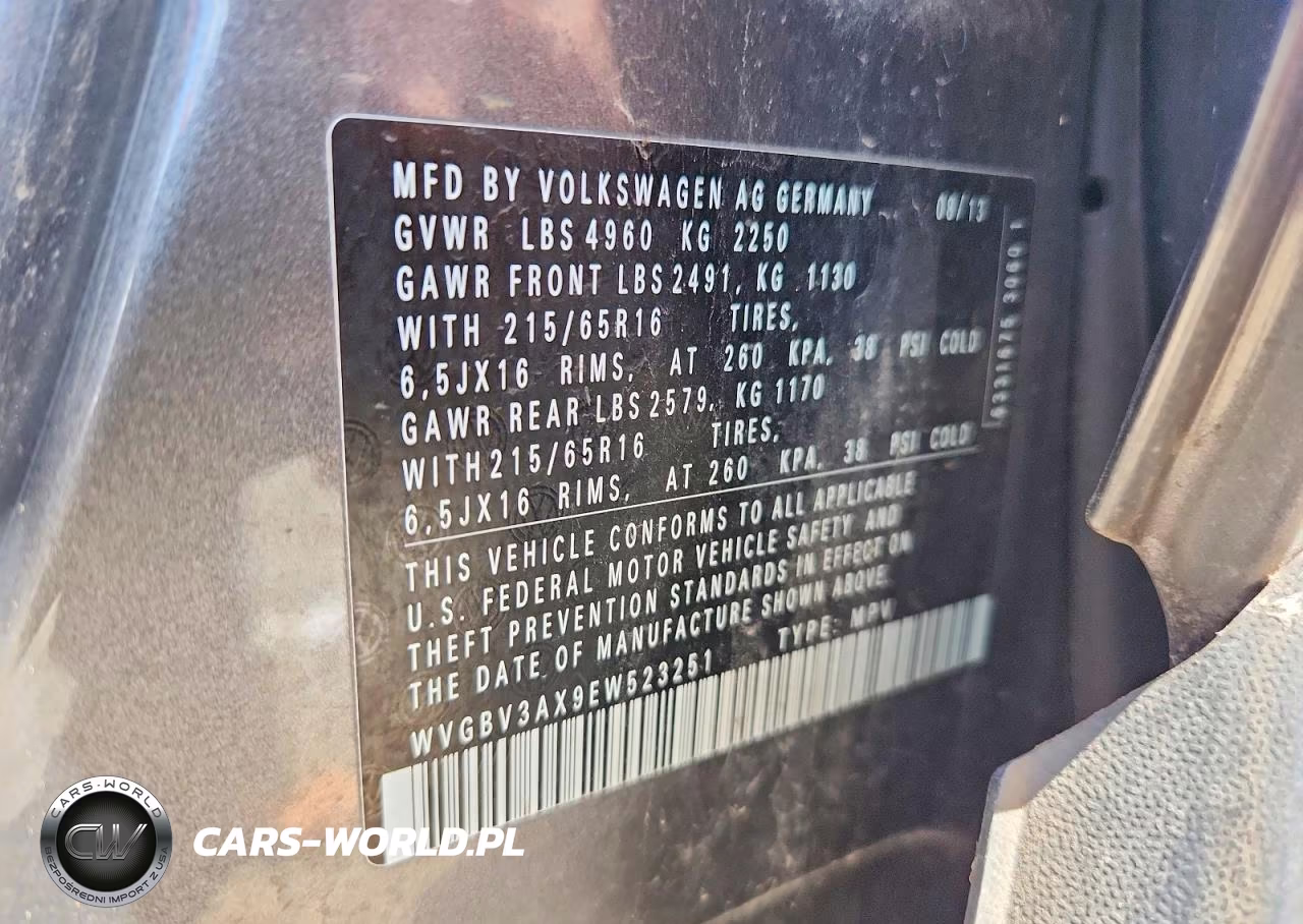 2014 Volkswagen Tiguan VIN:WVGBV3AX9EW523251 - 13