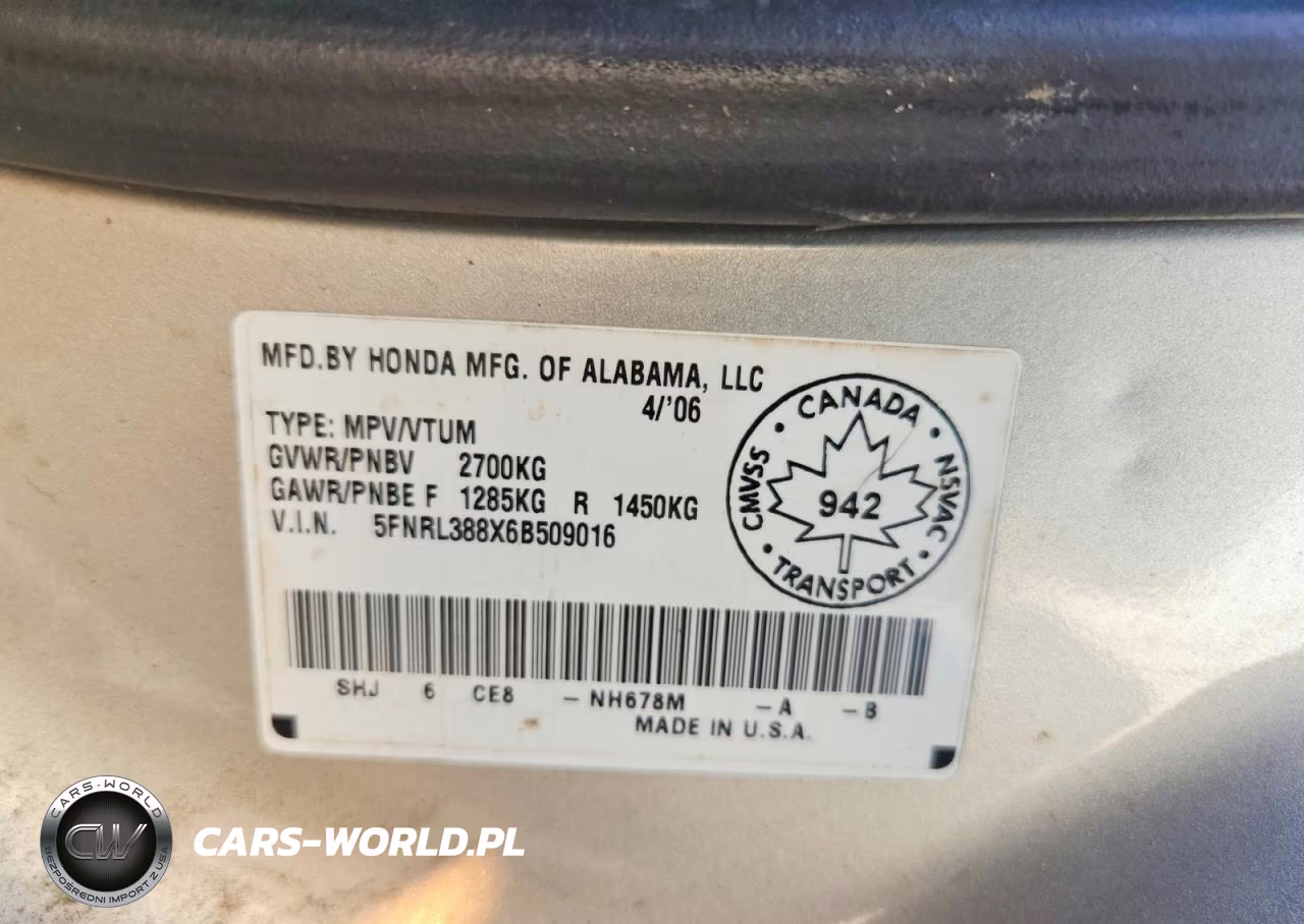 2006 Honda Odyssey Touring VIN:5FNRL388X6B509016 - 14