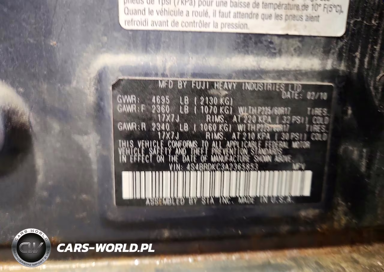 2010 Subaru Outback 3.6R Limited VIN:4S4BRDKC3A2365853 - 14