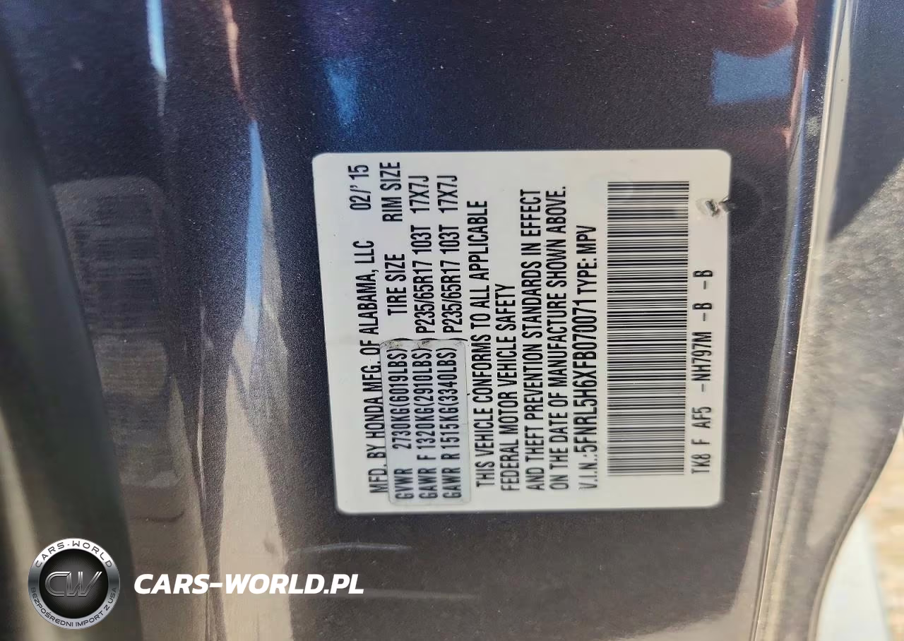 2015 Honda Odyssey Exl VIN:5FNRL5H6XFB070071 - 13