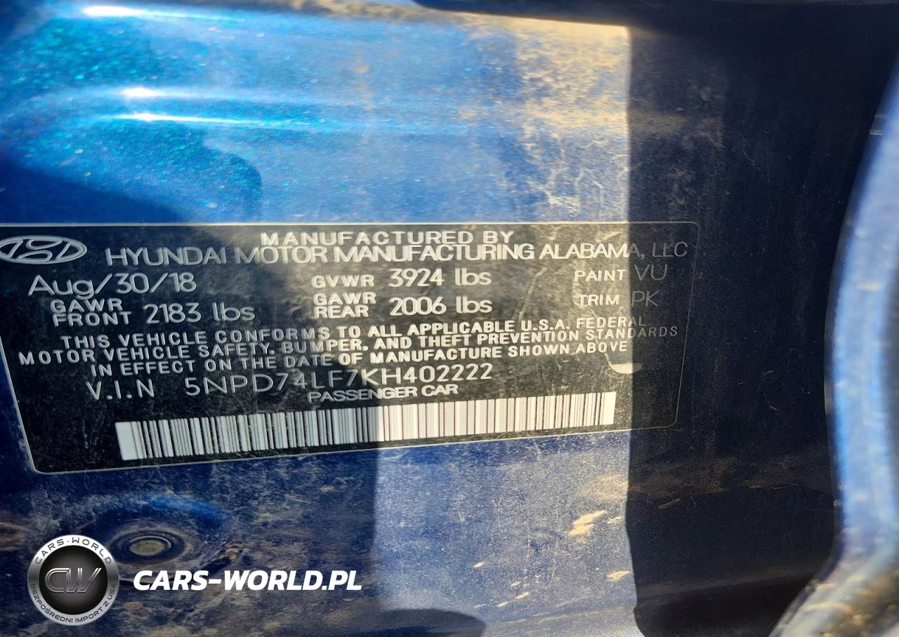 2019 Hyundai Elantra Se VIN:5NPD74LF7KH402222 - 12