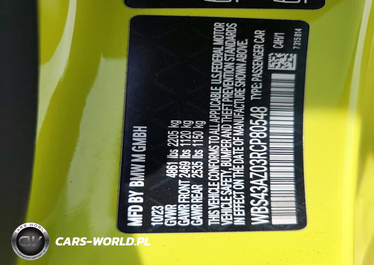 2024 BMW M4 Competition VIN:WBS43AZ03RCP80548 - 12