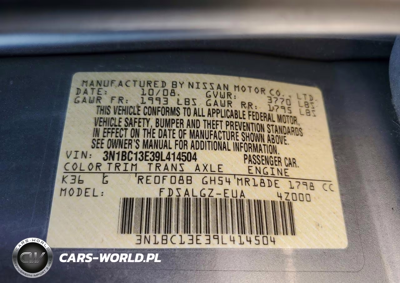 2009 Nissan Versa 1.8 S VIN:3N1BC13E39L414504 - 12