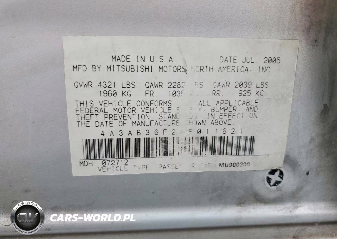 2006 Mitsubishi Galant Es Medium VIN:4A3AB36F26E011621 - 12