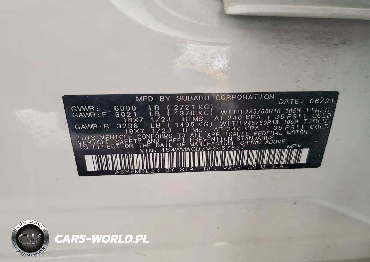 2021 Subaru Ascent Premium VIN:4S4WMACD7M3457827 - 13