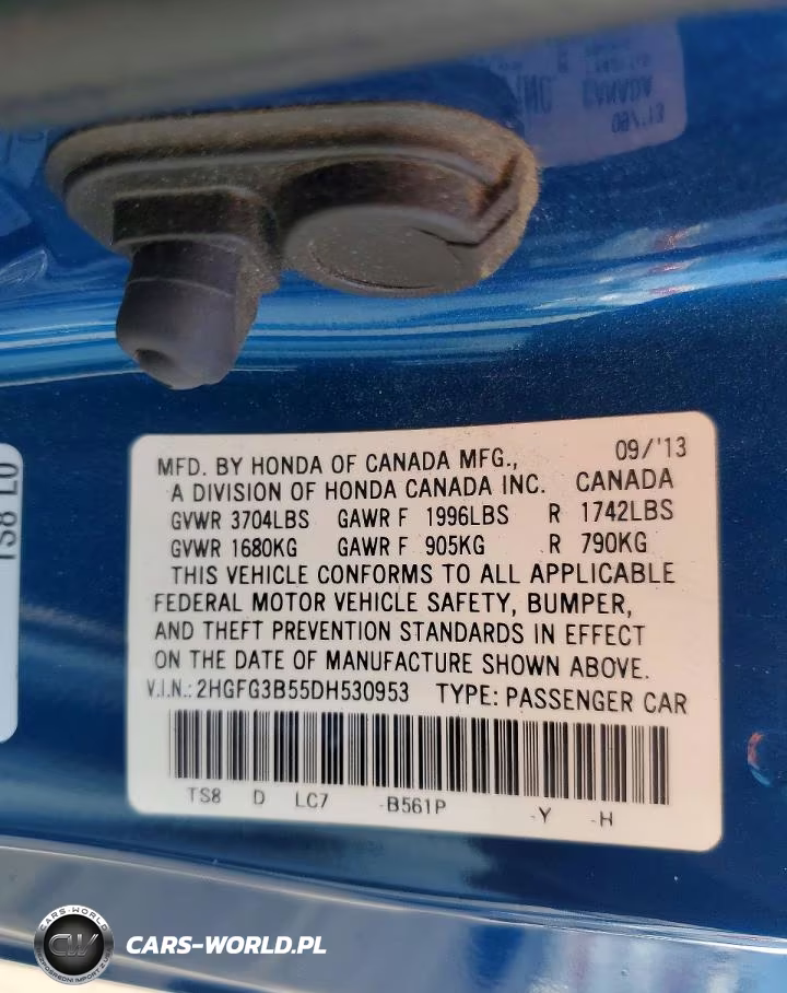2013 Honda Civic Lx VIN:2HGFG3B55DH530953 - 12