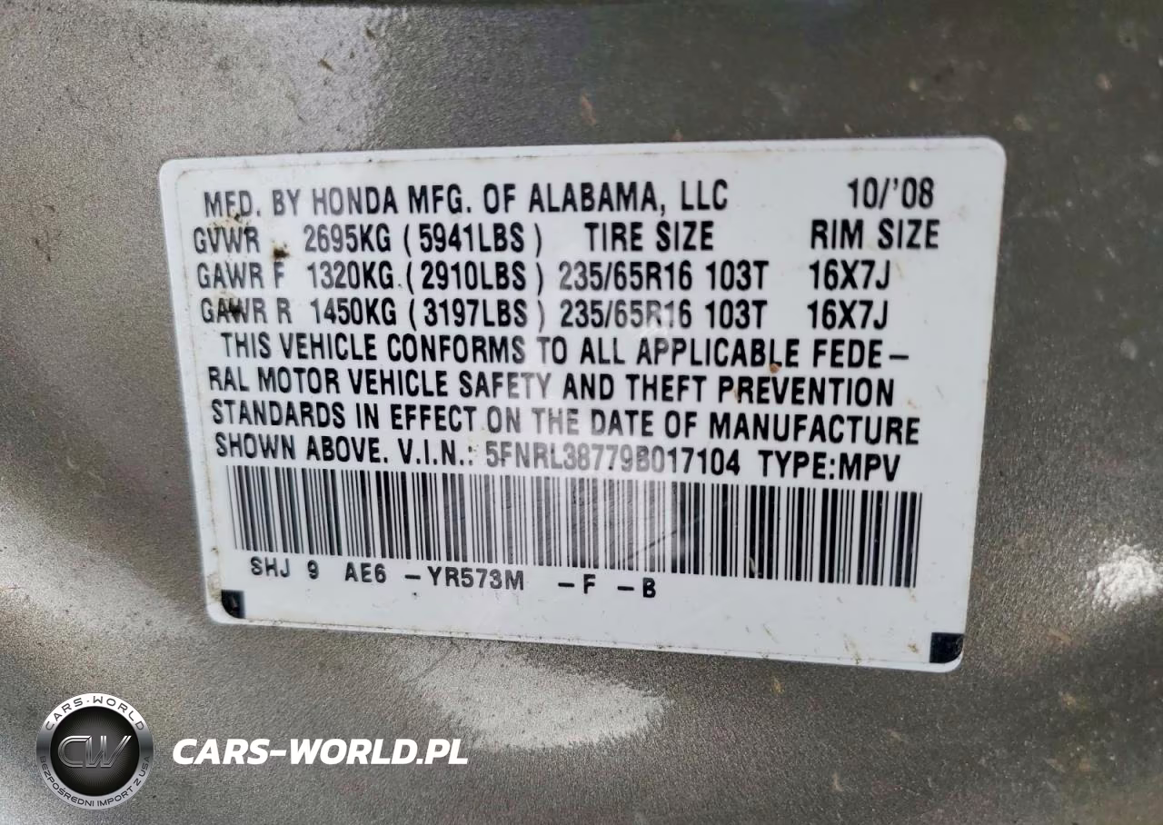 2009 Honda Odyssey Exl VIN:5FNRL38779B017104 - 13