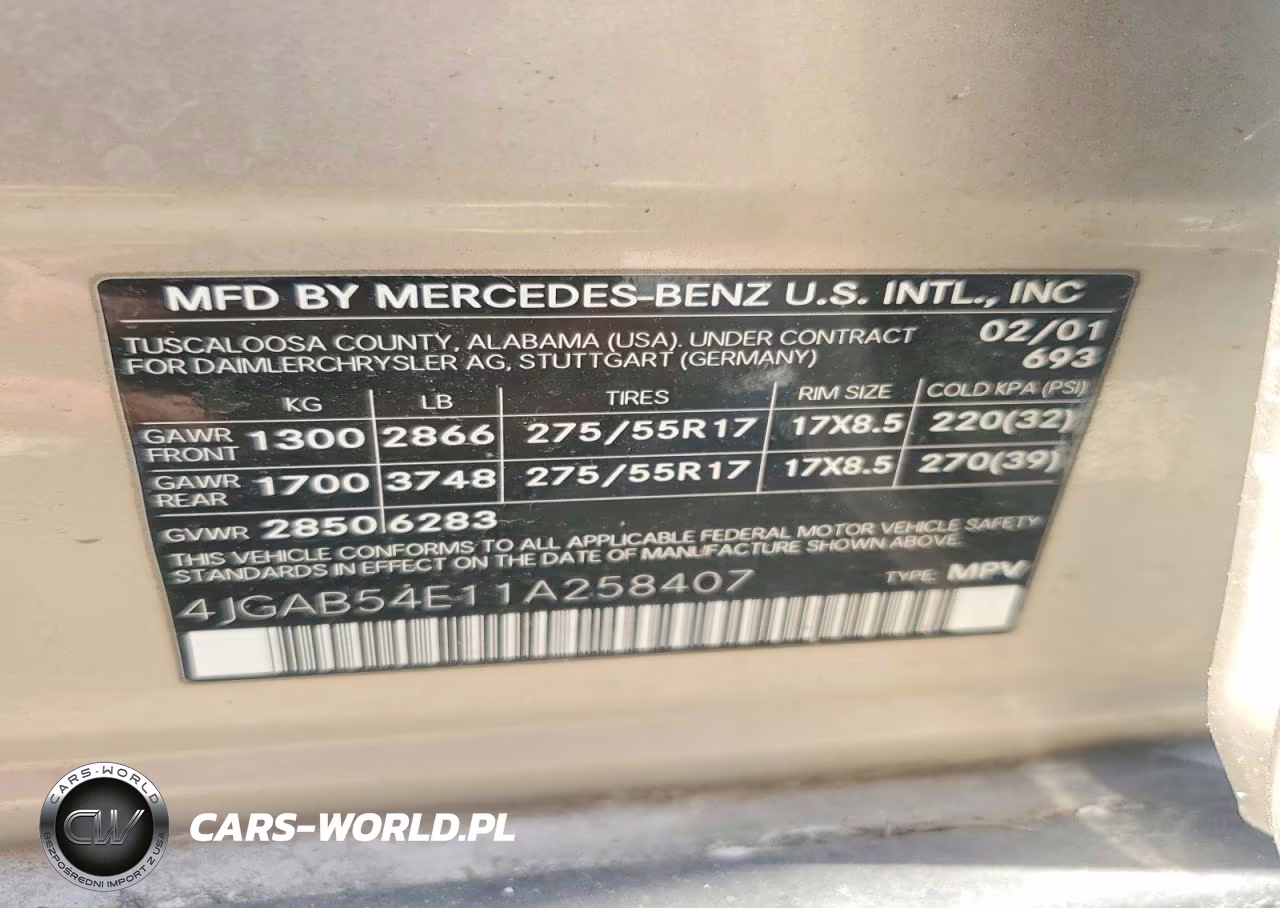 2001 Mercedes-Benz Ml 320 VIN:4JGAB54E11A258407 - 13