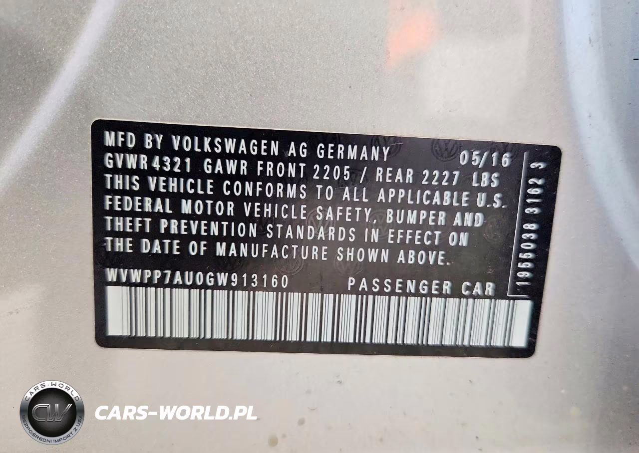 2016 Volkswagen E-Golf Sel Premium VIN:WVWPP7AU0GW913160 - 12