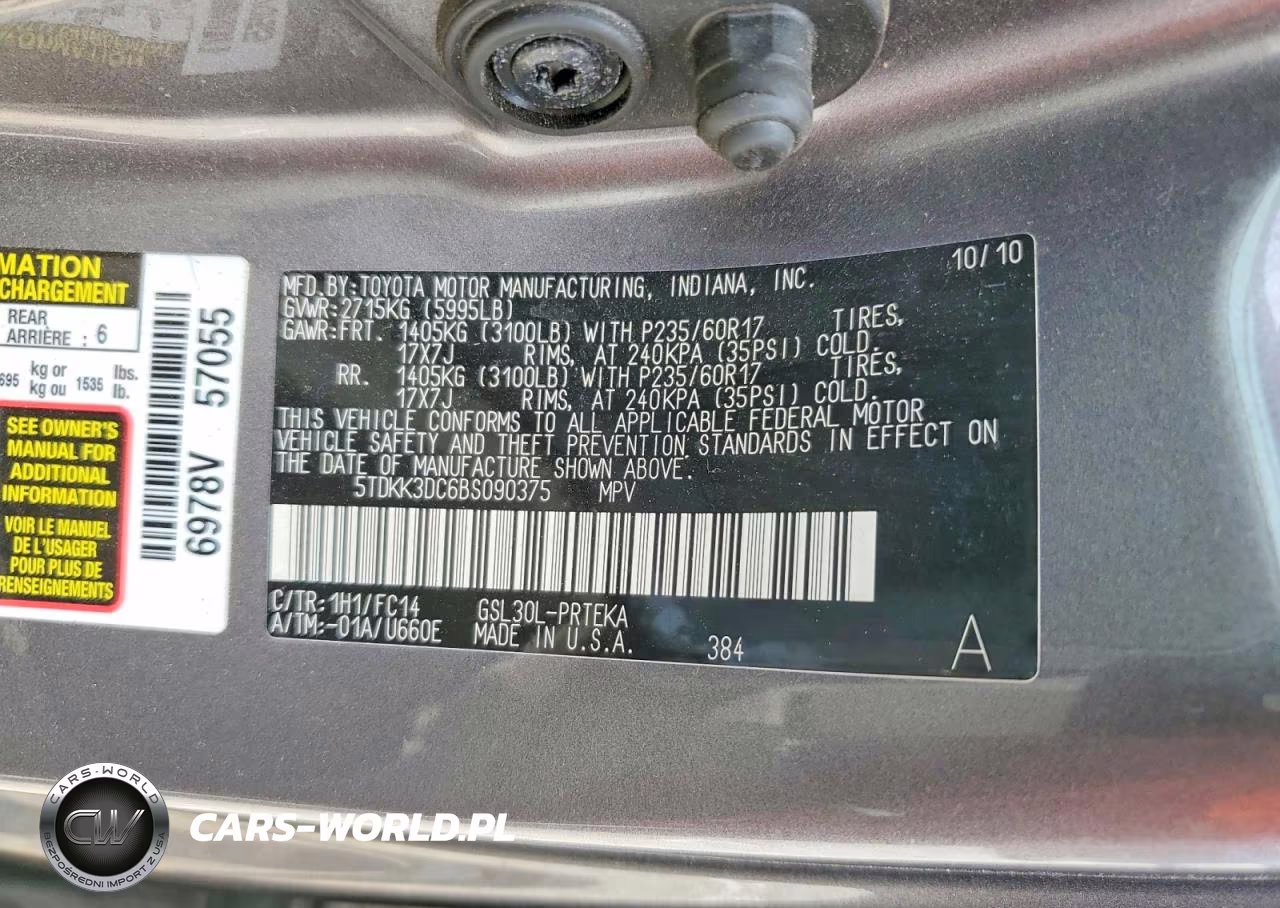 2011 Toyota Sienna Le VIN:5TDKK3DC6BS090375 - 13