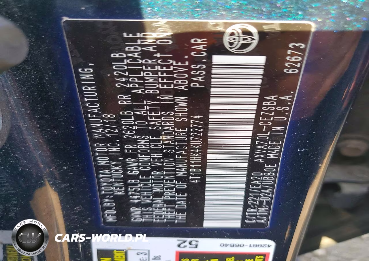 2019 Toyota Camry Se VIN:4T1B11HK4KU722774 - 12