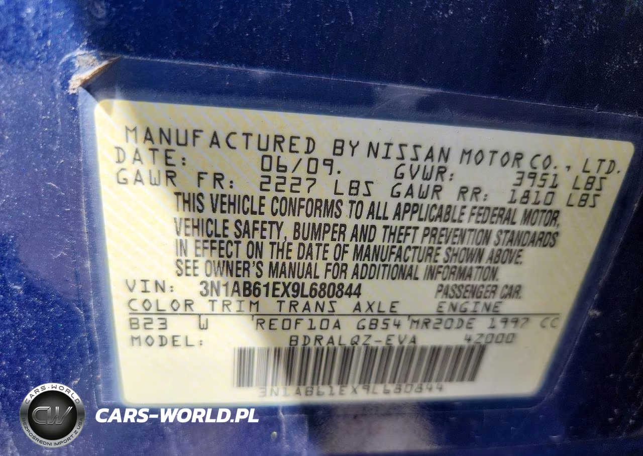 2009 Nissan Sentra 2.0 VIN:3N1AB61EX9L680844 - 13